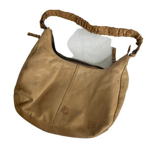 Spikes & Sparrows Leather Small Shoulder Purse Zip Tan